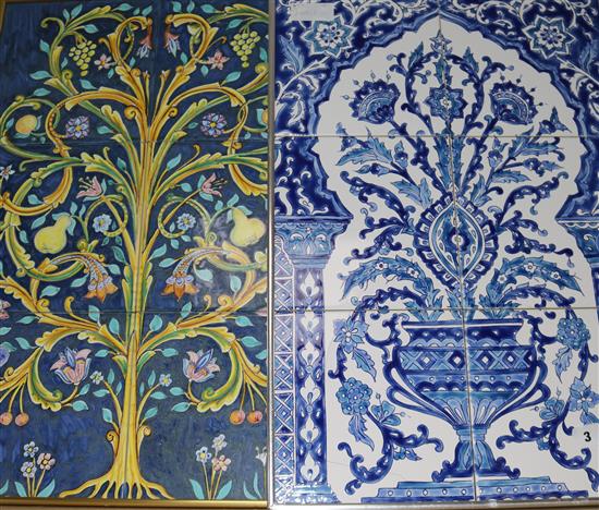 A Tunisian blue & white tile picture and an Italian tree of life tile picture (2)